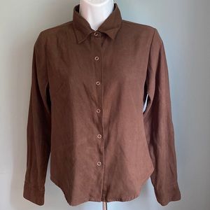 At Last Classic suede like button down shirt Vintage S